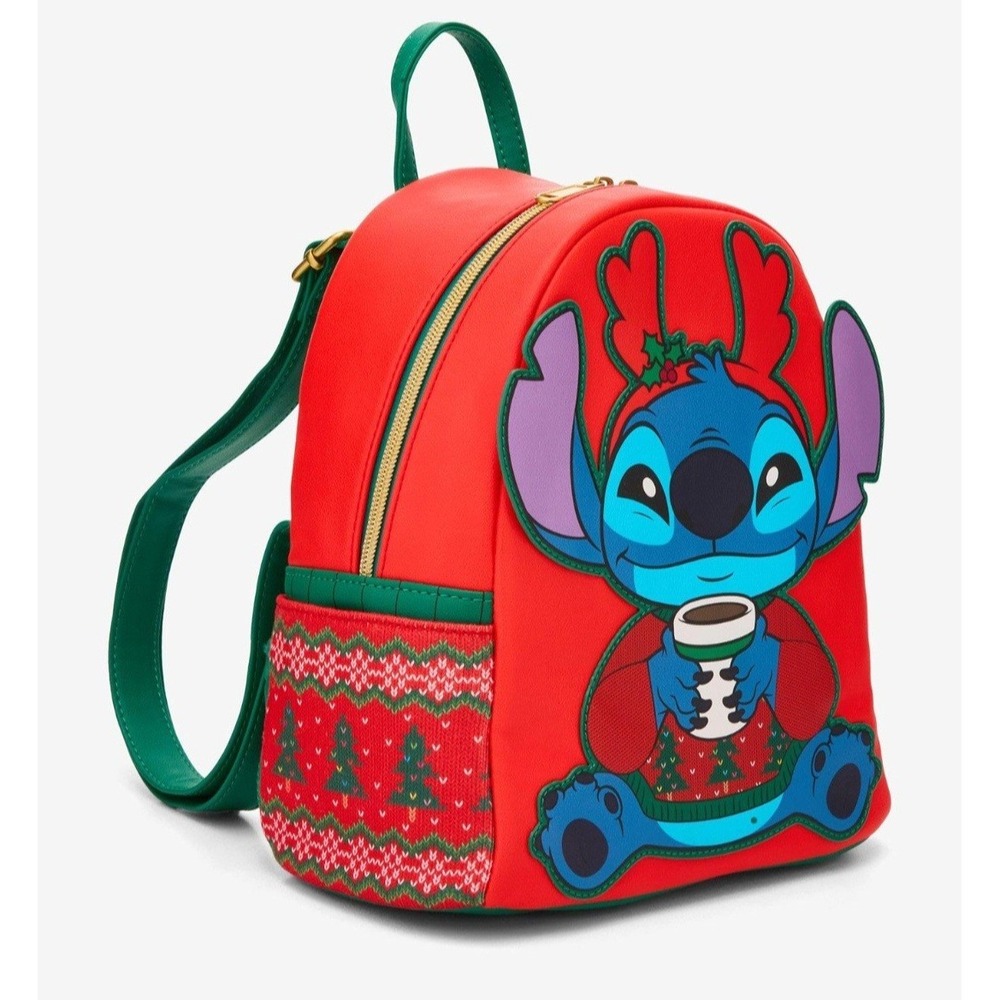 NEW 2025! Disney Loungefly Stitch Holiday Sweater Hot Coco Mini Backpack - Picture 2 of 4
